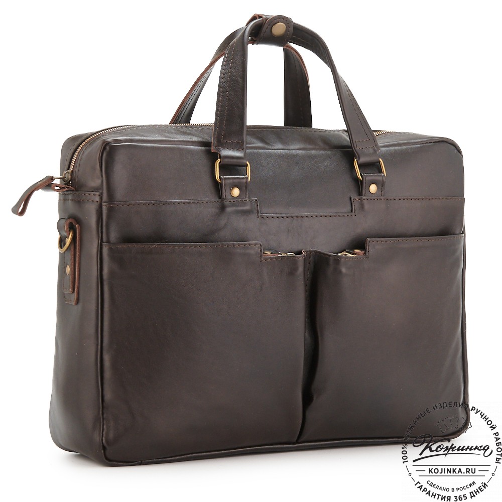 Кожаная деловая сумка "Хантер" (коричневая)